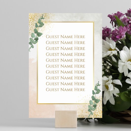 Elegant Groen & Goud Foto Trouwtafel Nummer Kaart