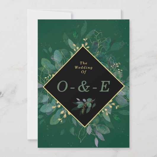 Elegant groen & goud geometrisch Lijst Eucalyptus Kaart (Achterkant)