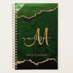 Elegant Groen Goud Glitter Agaat Monogram 2024 Planner<br><div class="desc">Deze elegante gepersonaliseerde planner zal uw planning organiseren en zal een smaragdgroen agatpatroon met faux goudglitter bevatten. Pas uw monogram en naam in hand geschreven manuscriptkalligrafie aan. Hieronder staat "20XX PLANNER". Speciaal voor u ontworpen door ExtremeTees.</div>