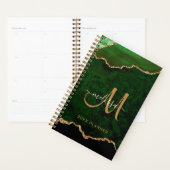 Elegant Groen Goud Glitter Agaat Monogram 2024 Planner (Display)