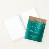 Elegant Groen Goud Glitter Drip Afspraak Notitieboek (Binnen)