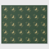 Elegant Groen Goud Glitter Krans Vrolijk Kerstfees Cadeaupapier (Vlak)