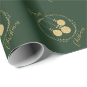 Elegant Groen Goud Glitter Krans Vrolijk Kerstfees Cadeaupapier (Rol Hoek)