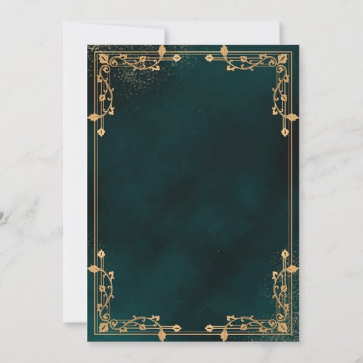 Elegant Groen Goud Grens Islamitische Moslim Bruil Kaart (Achterkant)