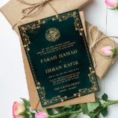 Elegant Groen Goud Grens Islamitische Moslim Bruil Kaart
