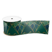 Elegant Groen Goud Hart Geometrische Art Deco Satijnen Lint (Spoel)