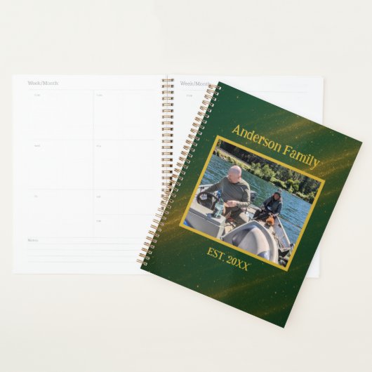 Elegant groen & goud hemels ontwerp voeg tekst toe planner (Display)