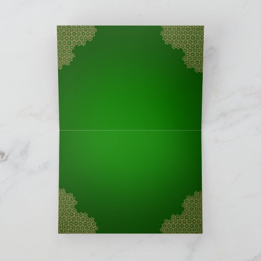 Elegant Groen Goud - het Wenskaart van Eid Mubarak Feestdagen Kaart (Binnen)