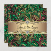 Elegant Groen Goud Kerstfeest Kaart (Voorkant / Achterkant)