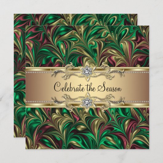 Elegant Groen Goud Kerstfeest Kaart (Voorkant / Achterkant)