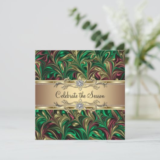 Elegant Groen Goud Kerstfeest Kaart (Staand voorkant)