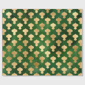 Elegant groen goud Kerstmis ornamenten patroon Cadeaupapier (Vlak)