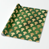 Elegant groen goud Kerstmis ornamenten patroon Cadeaupapier (Uitgerold)