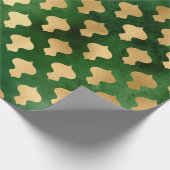 Elegant groen goud Kerstmis ornamenten patroon Cadeaupapier (Hoek)