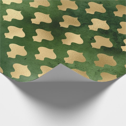 Elegant groen goud Kerstmis ornamenten patroon Cadeaupapier (Hoek)
