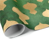 Elegant groen goud Kerstmis ornamenten patroon Cadeaupapier (Rol Hoek)
