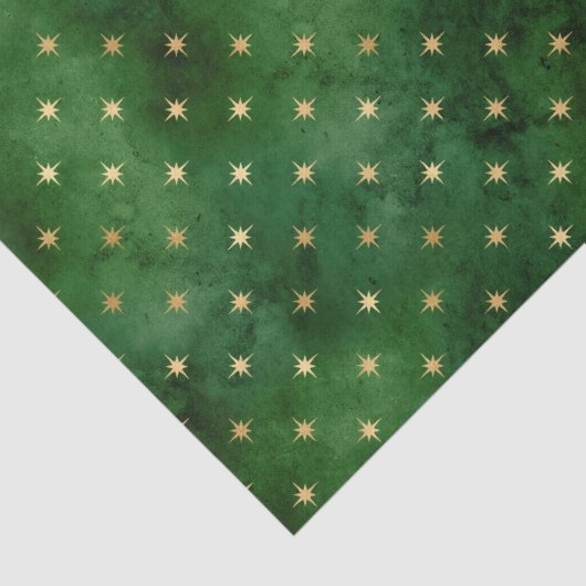 Elegant groen goud kerstverlichting sterren patroo tissuepapier (Detail)