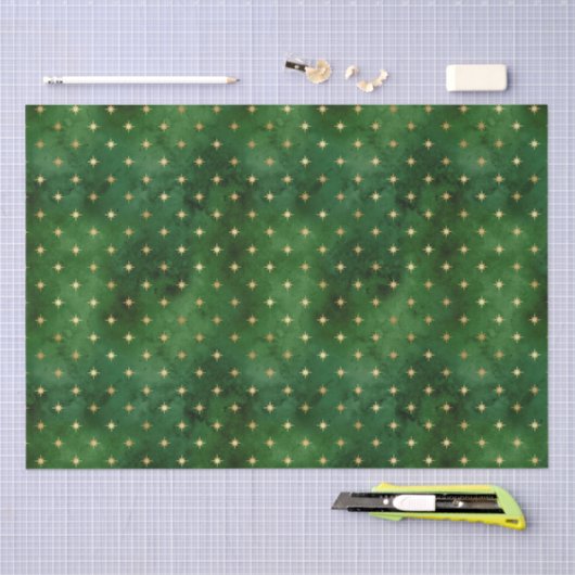 Elegant groen goud kerstverlichting sterren patroo tissuepapier (Craft)