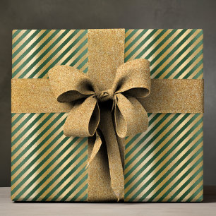 Elegant groen goud luxe streep patroon cadeaupapier
