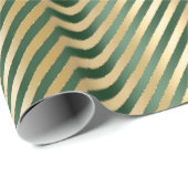 Elegant groen goud luxe streep patroon cadeaupapier (Rol Hoek)