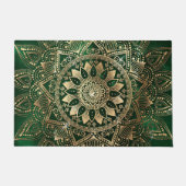 Elegant Groen Goud Mandala Deurmat (Voorkant)