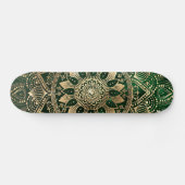 Elegant Groen Goud Mandala Persoonlijk Skateboard (Horizontaal)