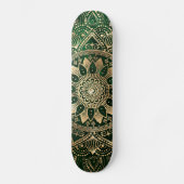 Elegant Groen Goud Mandala Persoonlijk Skateboard (Voorkant)