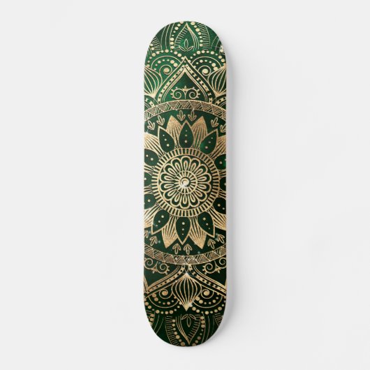 Elegant Groen Goud Mandala Persoonlijk Skateboard (Voorkant)