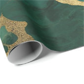 Elegant Groen Goud Marmer Cadeaupapier (Rol Hoek)
