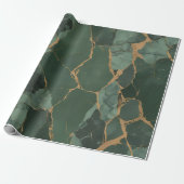 Elegant groen goud marmer inpakpapier (Uitgerold)
