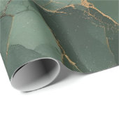 Elegant groen goud marmer inpakpapier (Rol Hoek)