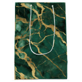 Elegant Groen Goud Marmer Medium Cadeauzakje (Achterkant)