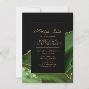 Elegant groen goud marmer universiteitstruitfeest kaart