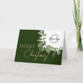 Elegant Groen goud Merry Christmas Company Logo Feestdagen Kaart (Voorkant)
