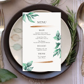 Elegant groen & goud minimalistische bruiloft menu