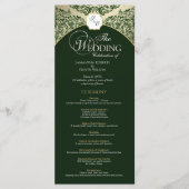 Elegant Groen & Goud Monogram Trouwprogramma Programmakaart (Voorkant)