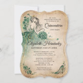 Elegant Groen Goud Prinses Quinceanera Verjaardag Kaart (Voorkant)