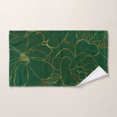 Elegant Groen Goud Rozen Bloemenlijn Tekening Bad Handdoek (Handdoek)