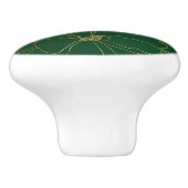 Elegant Groen Goud Rozen Bloemenlijn Tekening Keramische Knop (Zijkant)