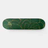 Elegant Groen Goud Rozen Bloemenlijn Tekening Persoonlijk Skateboard (Horizontaal)