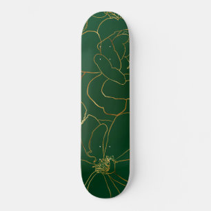 Elegant Groen Goud Rozen Bloemenlijn Tekening Persoonlijk Skateboard