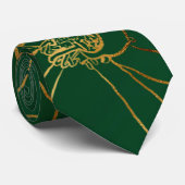 Elegant Groen Goud Rozen Bloemenlijn Tekening Stropdas (Opgerold)