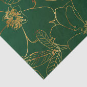 Elegant Groen Goud Rozen Bloemenlijn Tekening Tissuepapier (Detail)