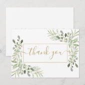 Elegant groen goud schrift bedankkaart (Voorkant / Achterkant)