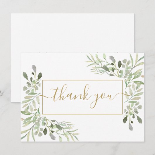 Elegant groen goud schrift bedankkaart (Voorkant / Achterkant)