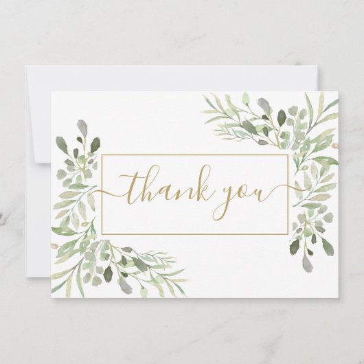 Elegant groen goud schrift bedankkaart (Voorkant)