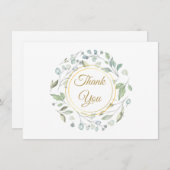 Elegant groen goud schrift bedankkaart (Voorkant / Achterkant)
