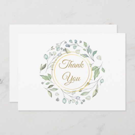 Elegant groen goud schrift bedankkaart (Voorkant / Achterkant)