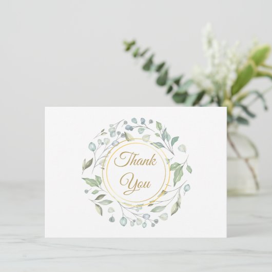 Elegant groen goud schrift bedankkaart (Staand voorkant)