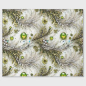 Elegant Groen & Goud Swirled Feathered Kralen Pare Cadeaupapier (Vlak)